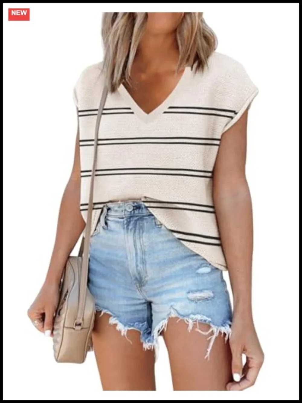 Sleeveless V-Neck Sweater Vest Knit Pullover Top Lightweight